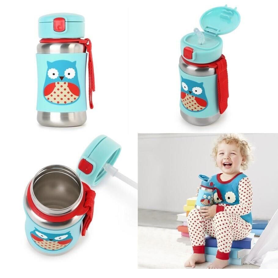 Skip Hop Zoo Pipetli Paslanmaz Çelik Suluk 350 ml Baykuş Baykuş