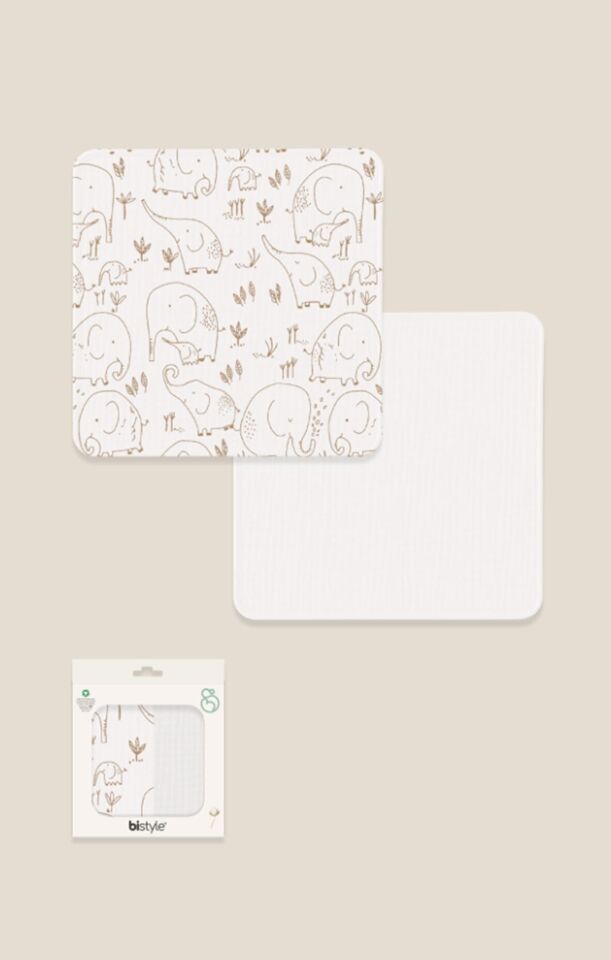 Bistyle 2li Müslin Battaniye Little Elephant Kutulu 70141 75x75cm Beyaz