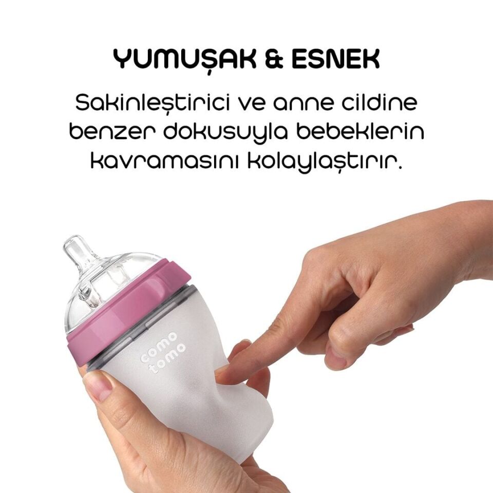 Comotomo Antikolik Silikon Biberon 150 ml 0-3 Ay Pembe Pembe