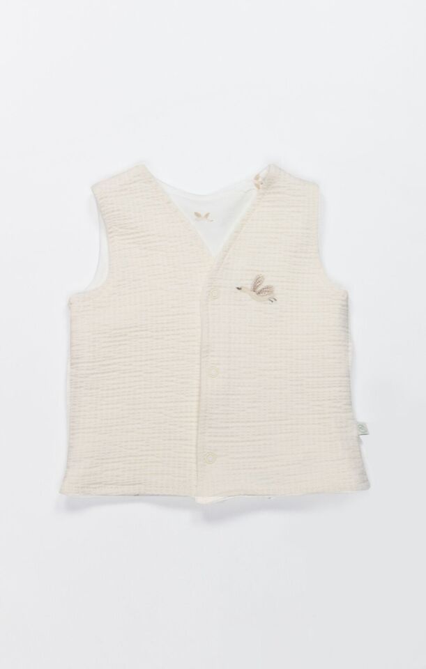 Bistyle Yelek Çift Taraflı Love You Smile 18115 Ekru