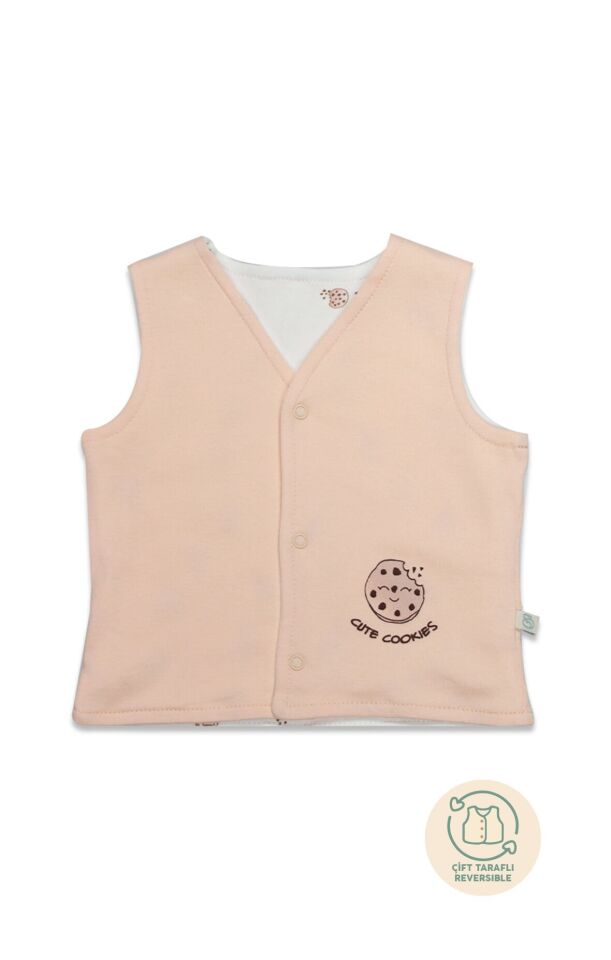Bistyle Yelek Çift Taraflı Cookies Cute Happy 18112 Somon