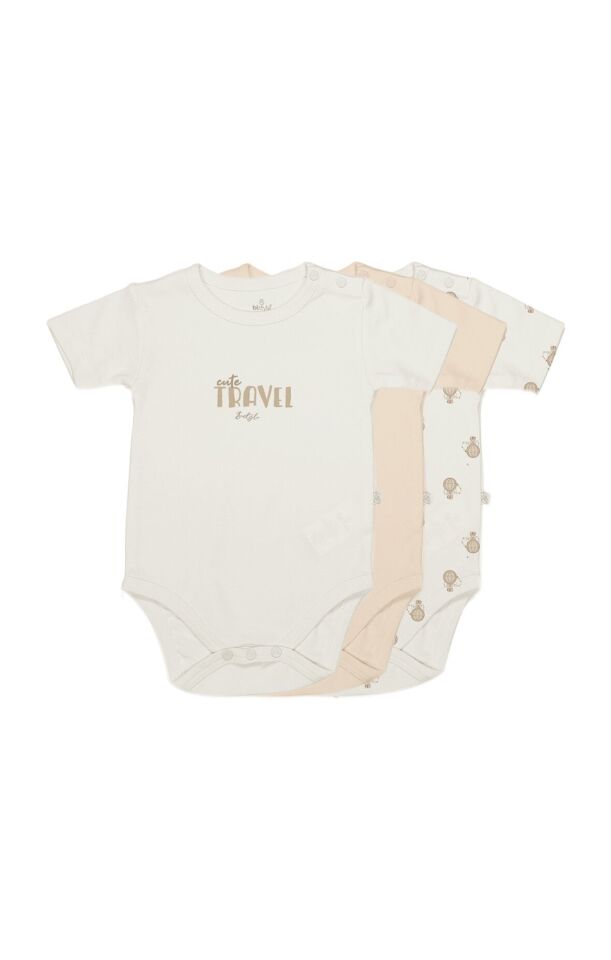 Bistyle 3lü Body Yarım Kol Travel Clasic Kutulu 17162 Ekru