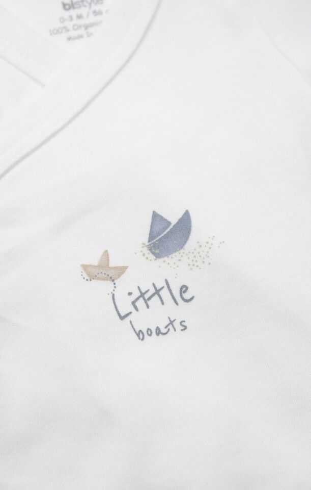 Bistyle Kruvaze Body Yarım Kol Little Boats 17152 Ekru