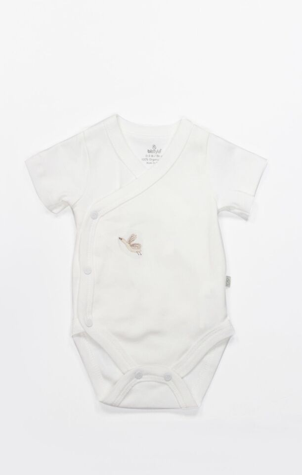 Bistyle Kruvaze Body Yarım Kol Love You Smile 17148 Ekru