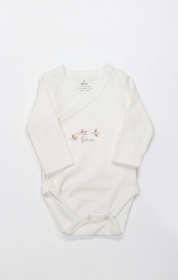 Bistyle Kruvaze Body Uzun Kol Love You Smile 17147 Ekru