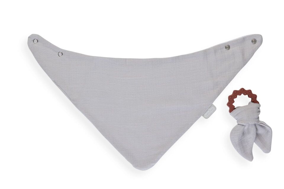 BabyJem Silikon Diş Kaşıyıcılı Müslin Önlük 736 Gri