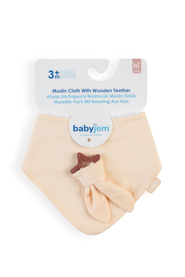 BabyJem Silikon Diş Kaşıyıcılı Müslin Önlük 736 Somon