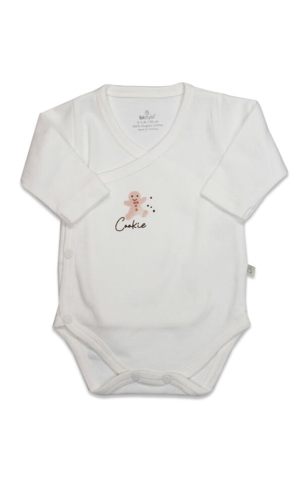 Bistyle Kruvaze Body Uzun Kol Cookies Make Happy 17141 Ekru