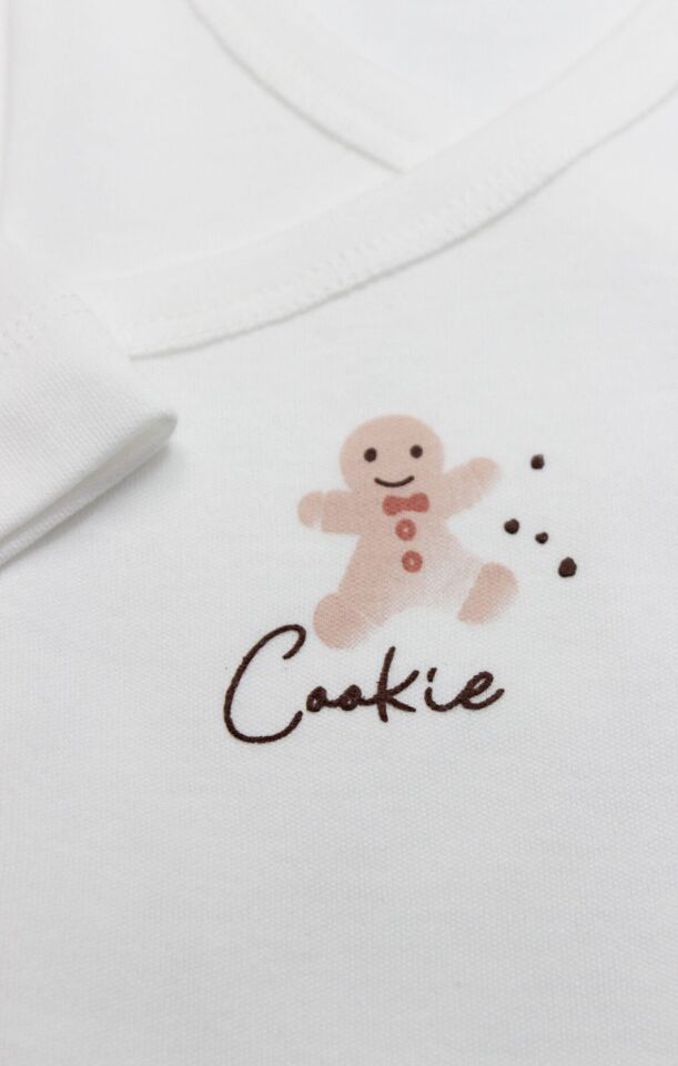 Bistyle Kruvaze Body Uzun Kol Cookies Make Happy 17141 Ekru