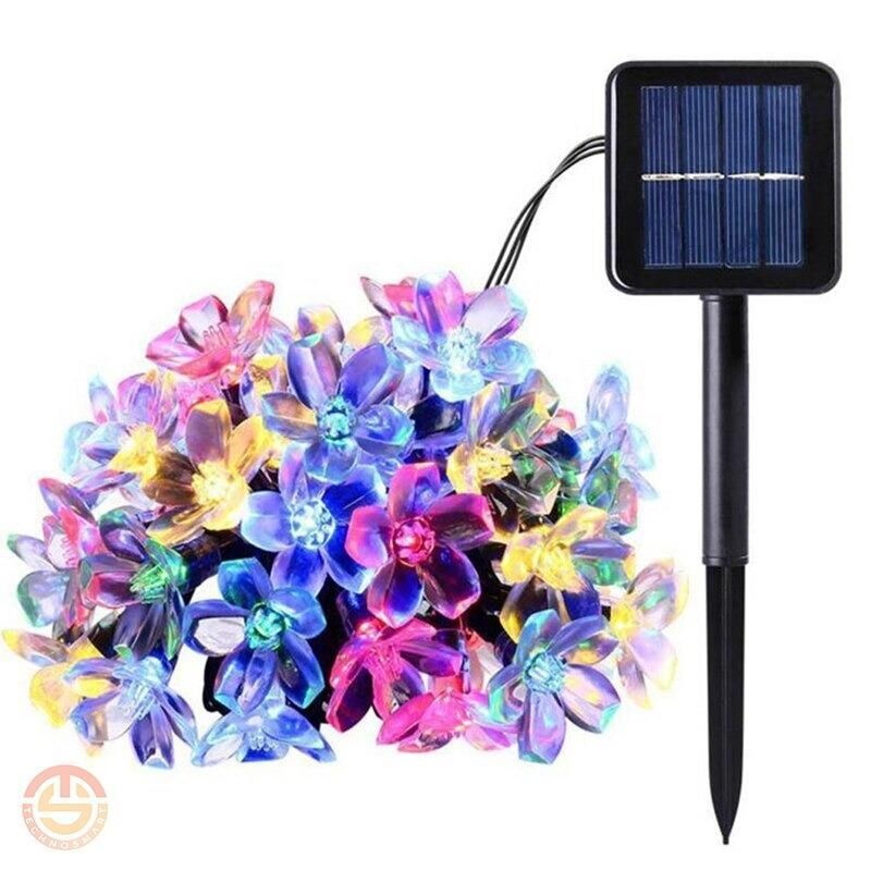 Solar 30 Ledli Çiçekli RGB Bahçe Aydınlatma Dekorasyon Güneş Enerjili