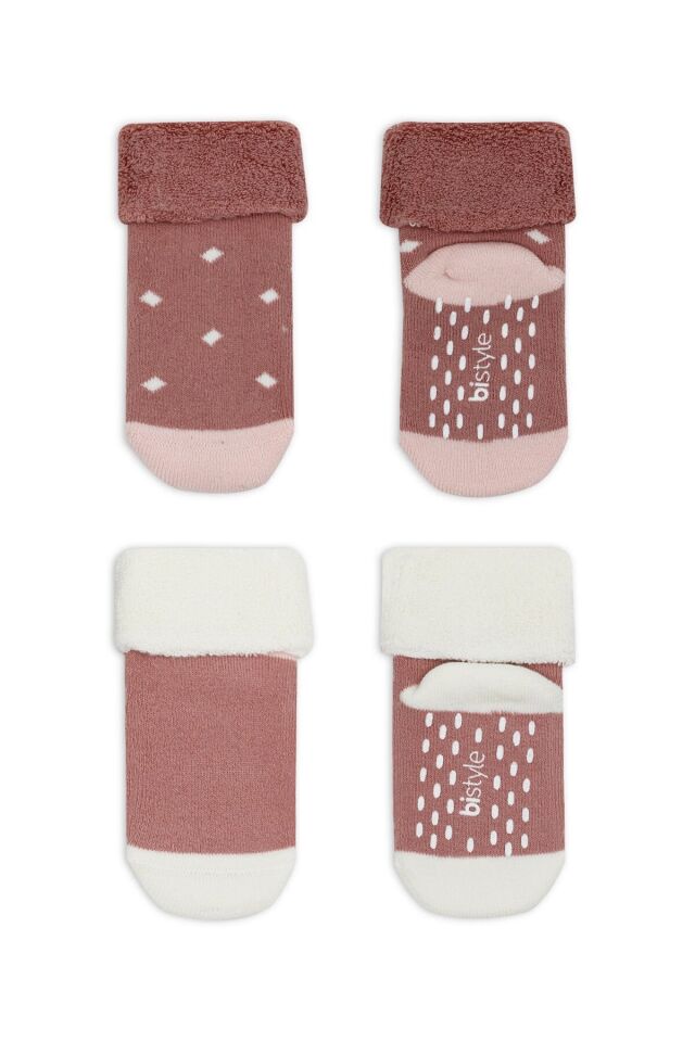 Bi̇style 2'li Havlu Soket Kaymaz Point Gi̇rl 10505 Pudra Pembe