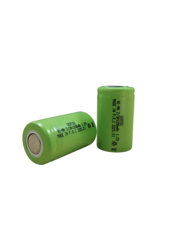 1.2V 1200 Mah  2/3A  Nimh Şarjlı Pil  Başsız / Flat Head (1077)