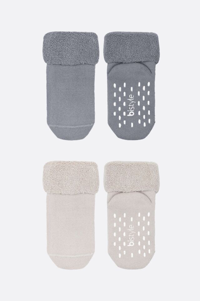 Bi̇style 2'li Havlu Soket Kaymaz Basic Boy 10508 Gri
