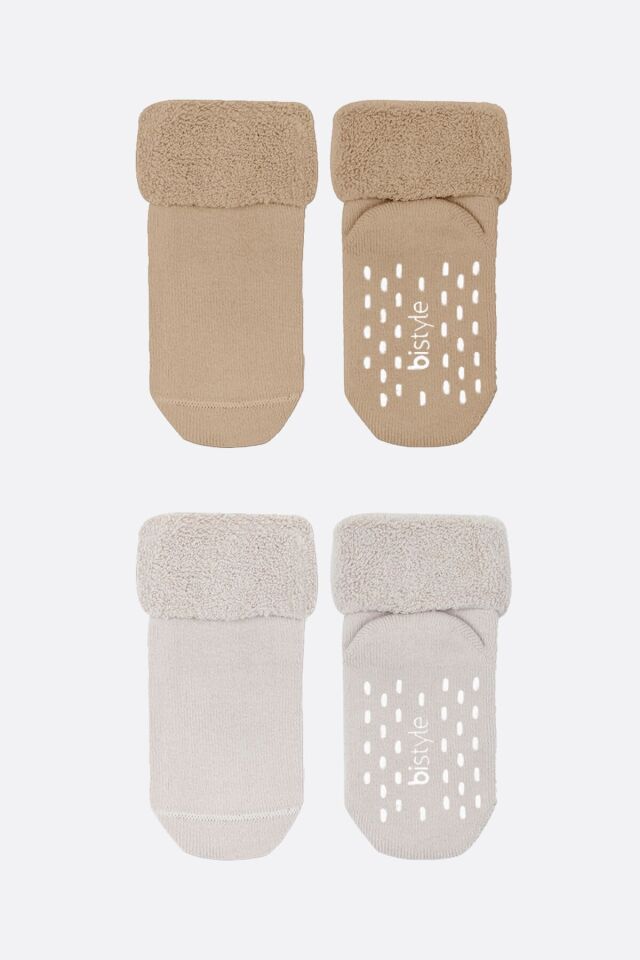 Bi̇style 2'li Havlu Soket Kaymaz Basic Boy 10508 Bej