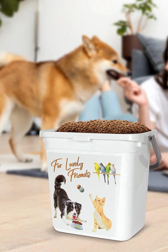 Mama Saklama Kabı Kapaklı Çok Amaçlı Organizer 6 Litre Kedi Köpek Mama Saklama Kutusu (1077)