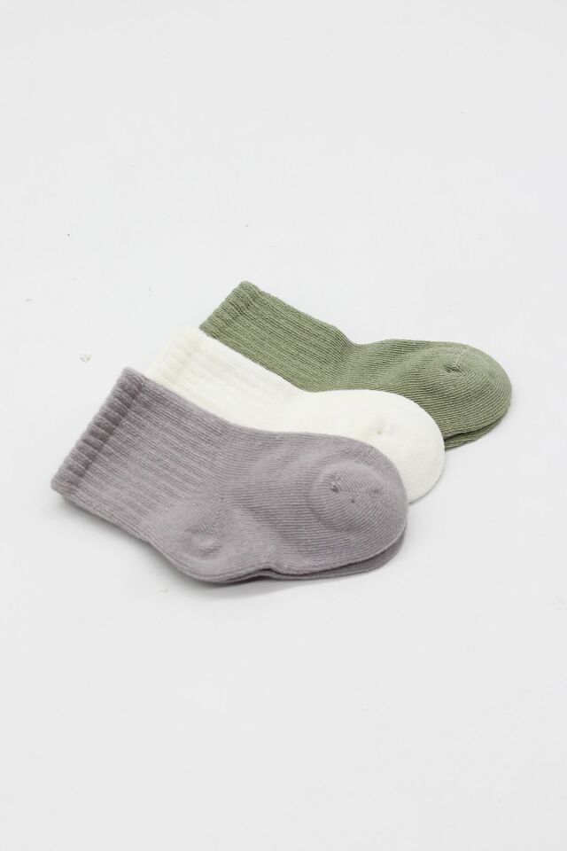 Bistyle Koala Boy 3'lü Penye Soket Çorap 10133 Gri