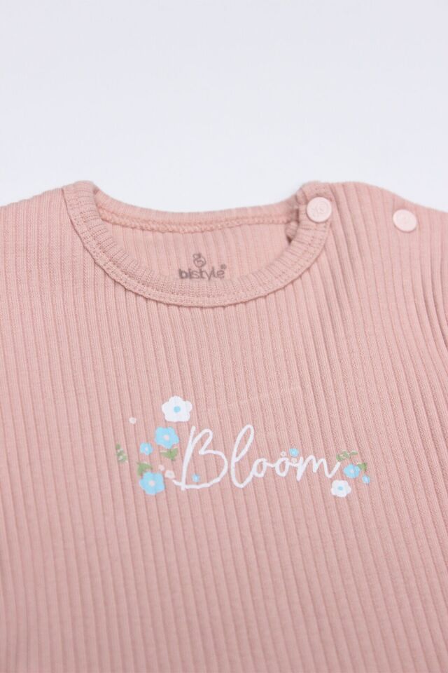 Bistyle Flying Bloom White Yarım Kol 2'Li Body 17118 Ekru Gül Kurusu 3-6 Ay - Ekru Gül Kurusu