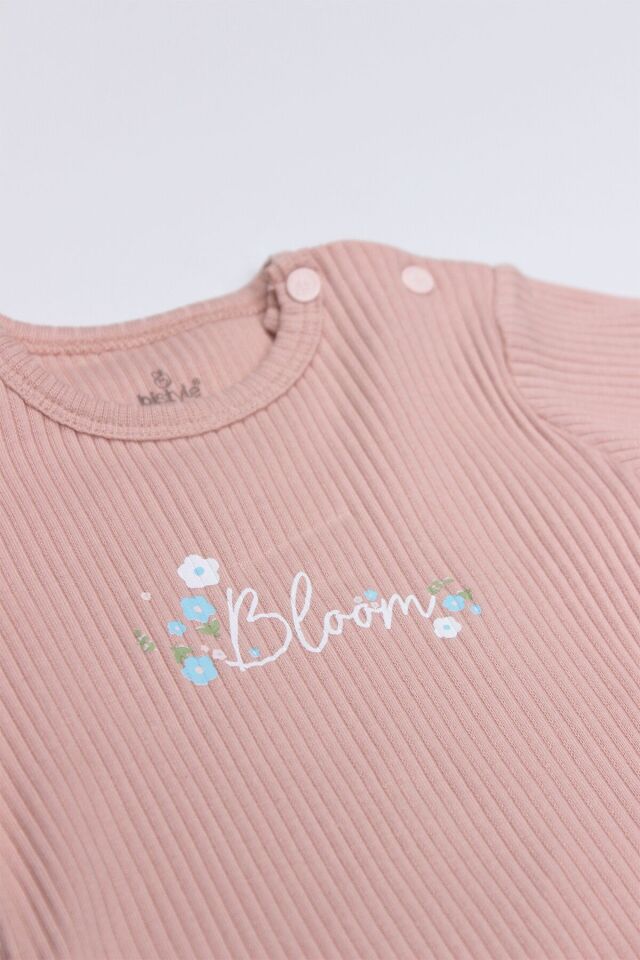 Bistyle Flying Bloom White Yarım Kol 2'Li Body 17118 Ekru Gül Kurusu 3-6 Ay - Ekru Gül Kurusu
