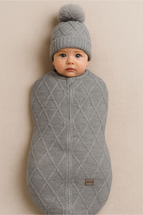 Bistyle Baby İn Swadding Triko Kundak 75108 Gri