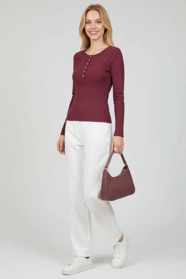 Çıtçıt Detaylı Bluz Mürdüm T4343