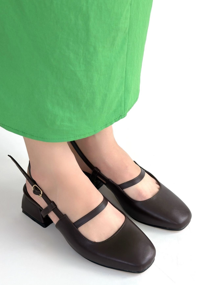 Liva Kahverengi Cilt Topuklu Ayakkabı