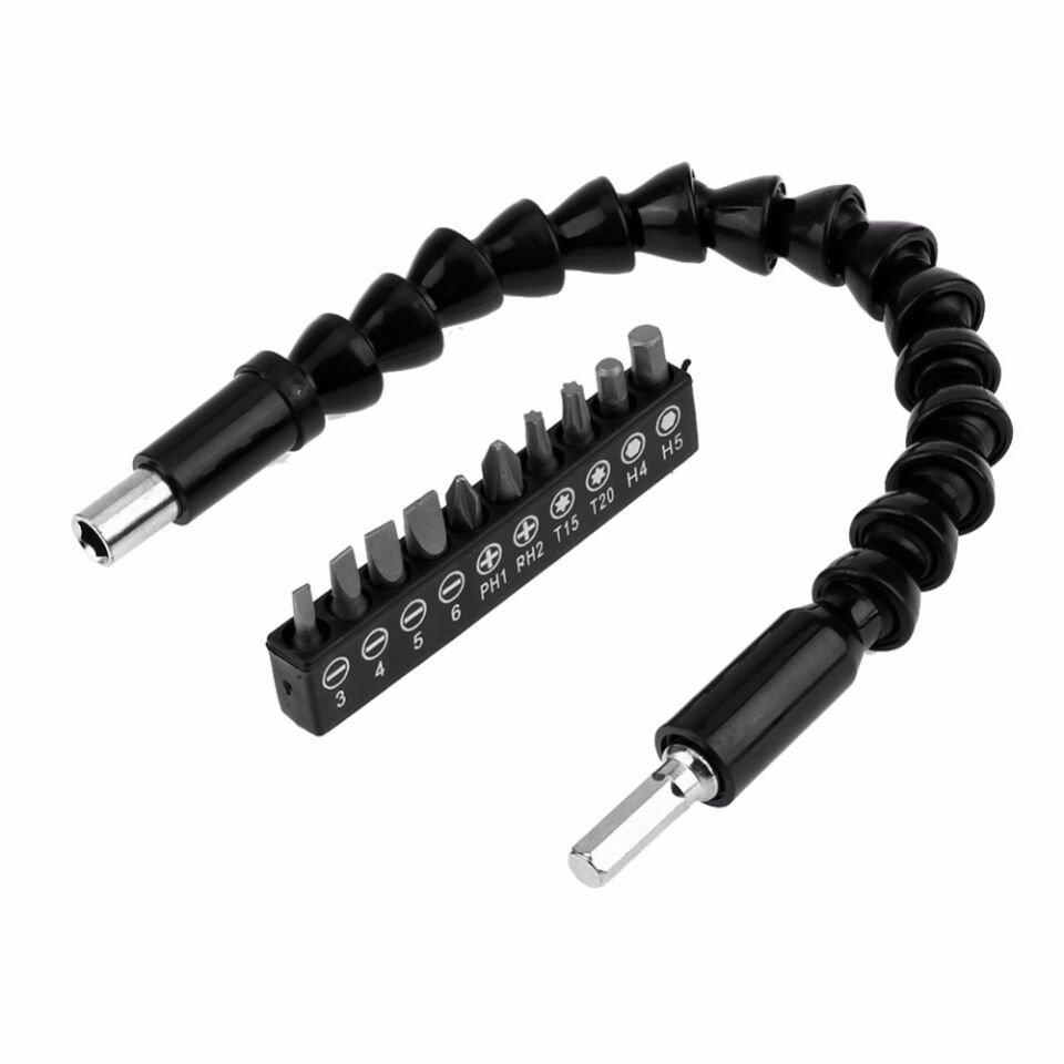 Matkap Ucu  Bükülebilir Oynar Vidalama Bits Uzatma Aparatı 30Cm  Komple Set (1077)