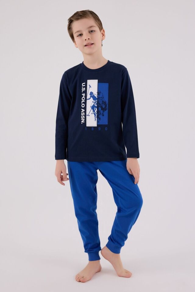 U.S. Polo Assn  Uzun Kol Pijama Takım US2206-4 Lacivert