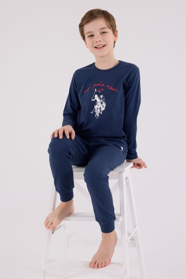 U.S. Polo Assn Uzun Kol Pijama Takım US2233-4 Koyu İndigo