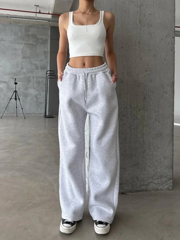 3 iplik şardonlu oversize eşofman gri