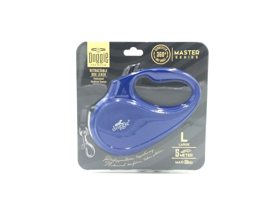 Doggie Master Seri Otomatik Makaralı Köpek Gezdirme 50 kg / 5 M Mavi