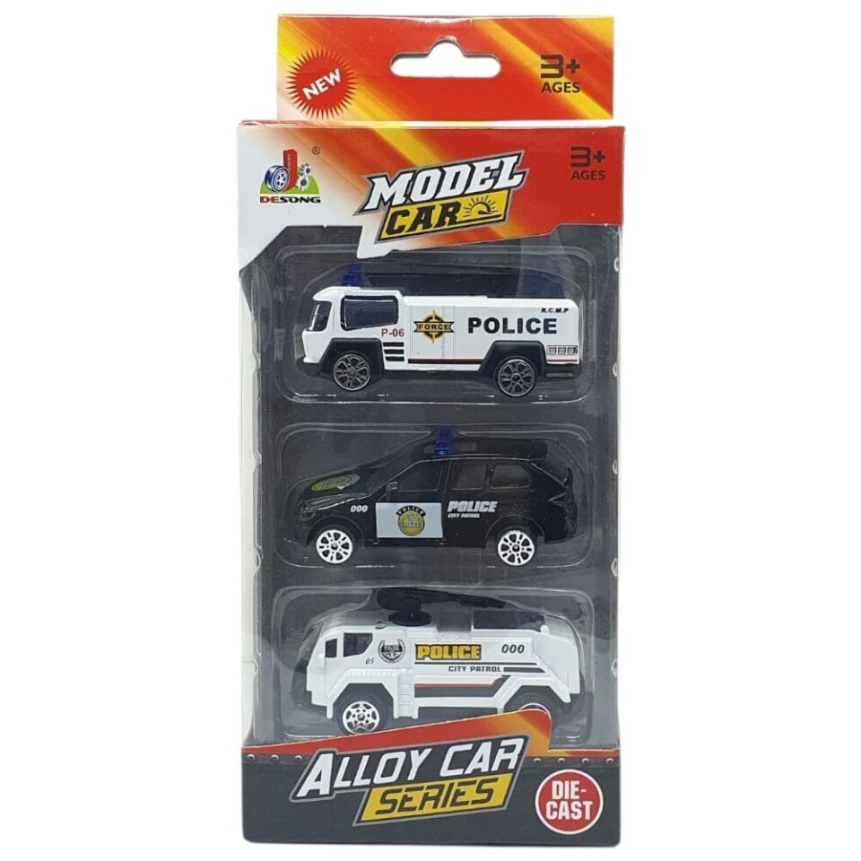 3'lü İş Makinaları Road Seti - Die Cast - DS044 - Polis