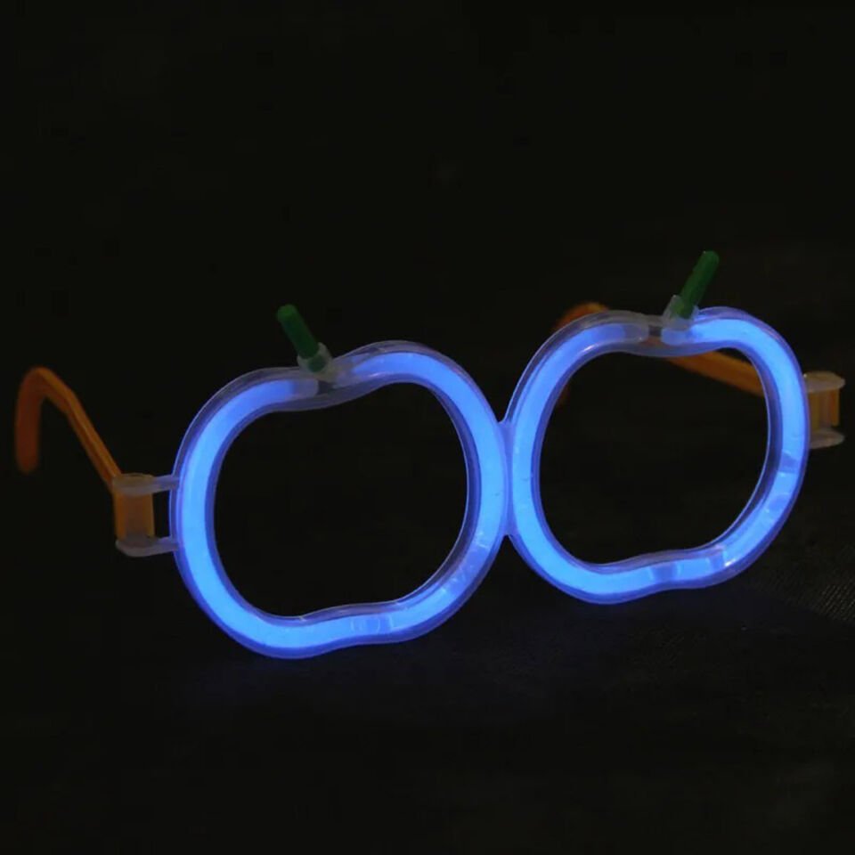 Karanlıkta Parlayan Neon Fosforlu Elma Gözlük Seti - 12 Adet