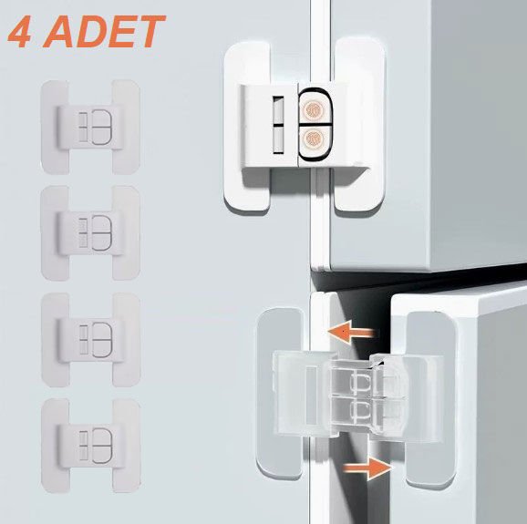 4 Adet Buzdolabı Çekmece ve Dolap Kapağı Çocuk Kilidi