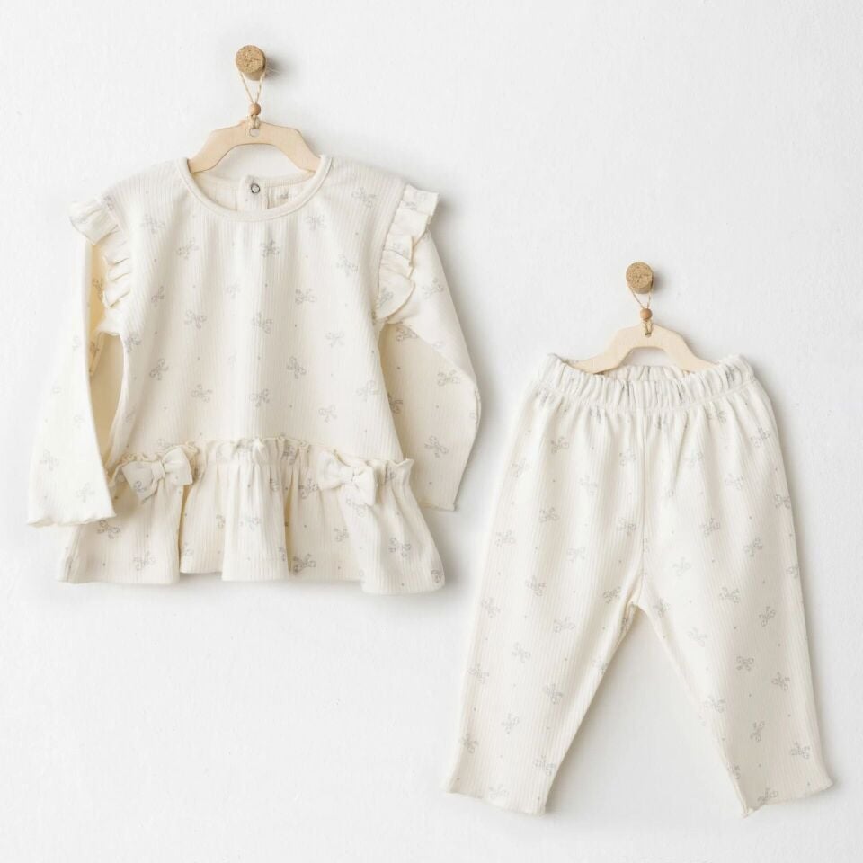Andywawa AC26256 Baby Bow Bliss 2'li Takım Ekru