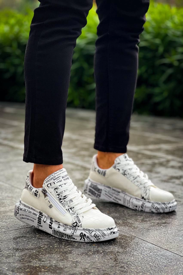 KB-02  Kuback Bağcıklı Crocodile Beyaz Gazete Günlük Erkek Ayakkabı