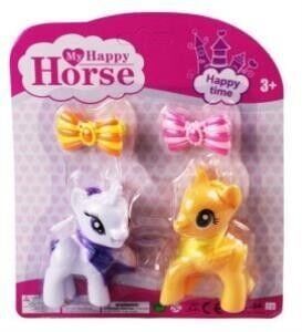 L-34-10 - PONY 2 Lİ FİGÜR SET TOKALI KARTELA BEYAZ