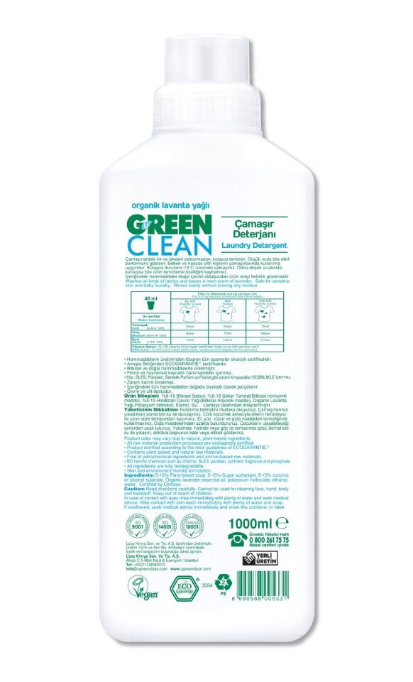 Green Clean Bitkisel Çamaşır Deterjanı 1000ml