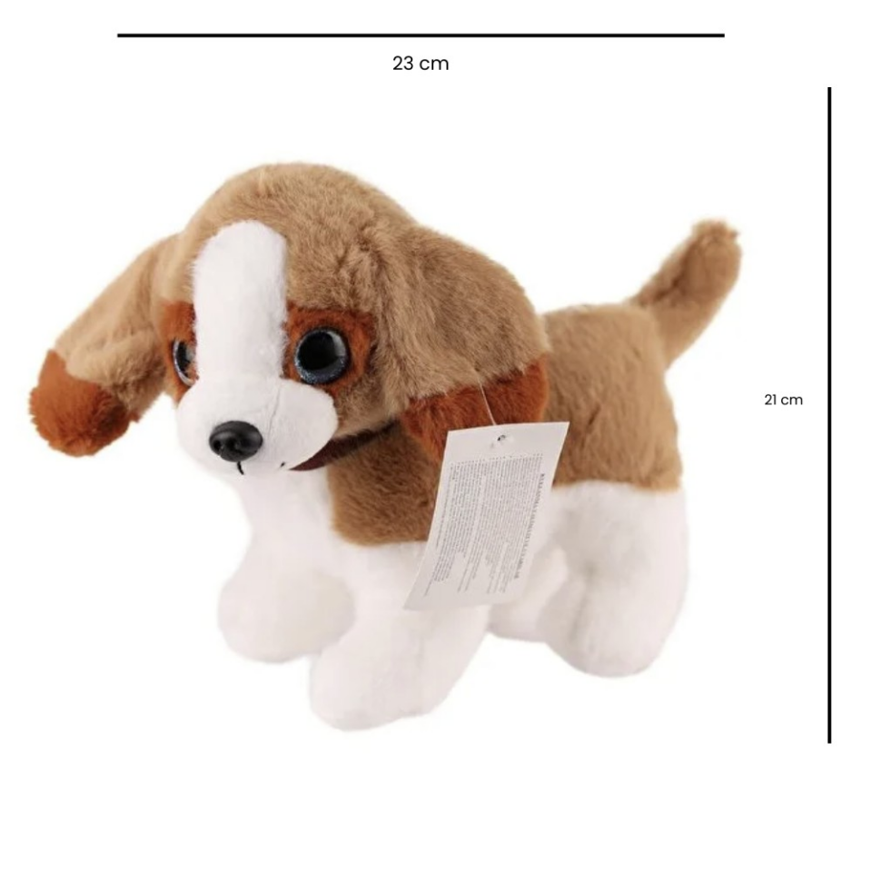 Sesli Peluş Köpek - 2309033 - Kahverengi-Beyaz