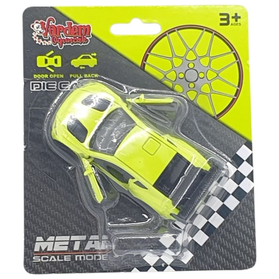Çek Bırak Metal Küçük Arabalar 8 cm - 6411A - Açık Yeşil